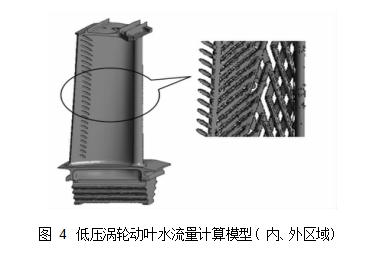 圖 4	低壓渦輪動(dòng)葉水流量計(jì)算模型( 內(nèi)、外區(qū)域)