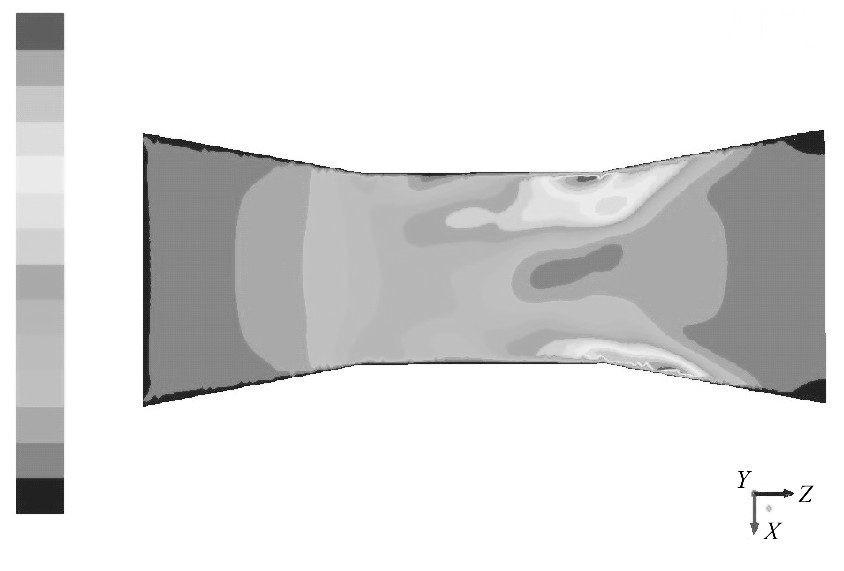 圖1 2 入口速度為0.1m/s的速度云圖Figure 12 Contour of 0.1m/s inlet velocity